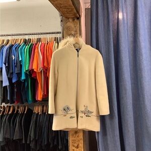 Vintage Canadian Sportswear Cream Embroidered Coat